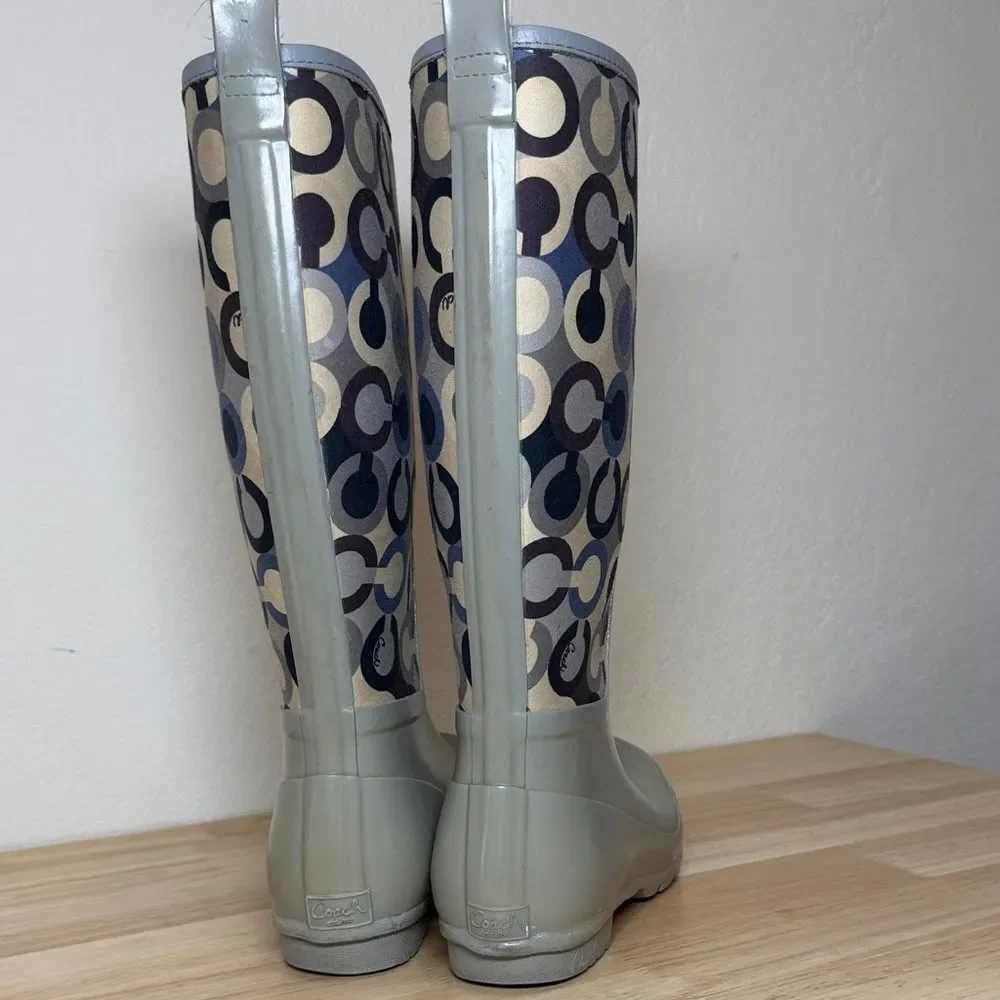 Coach Signature Print Tall Rain Boots for women Size 7